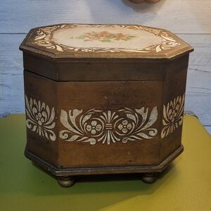 Vintage Florentine Style Wood Music Jewelry Box Japan